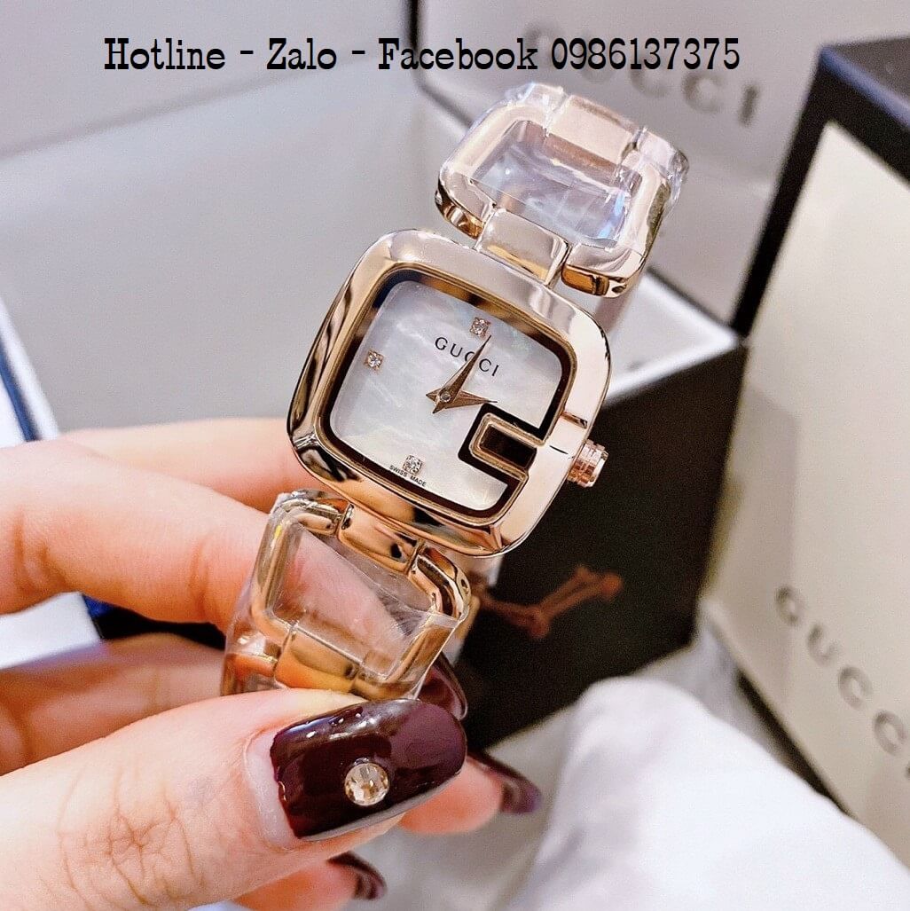 Đồng Hồ Nữ Gucci Lắc Tay Rose Gold Siêu Cấp 28mm