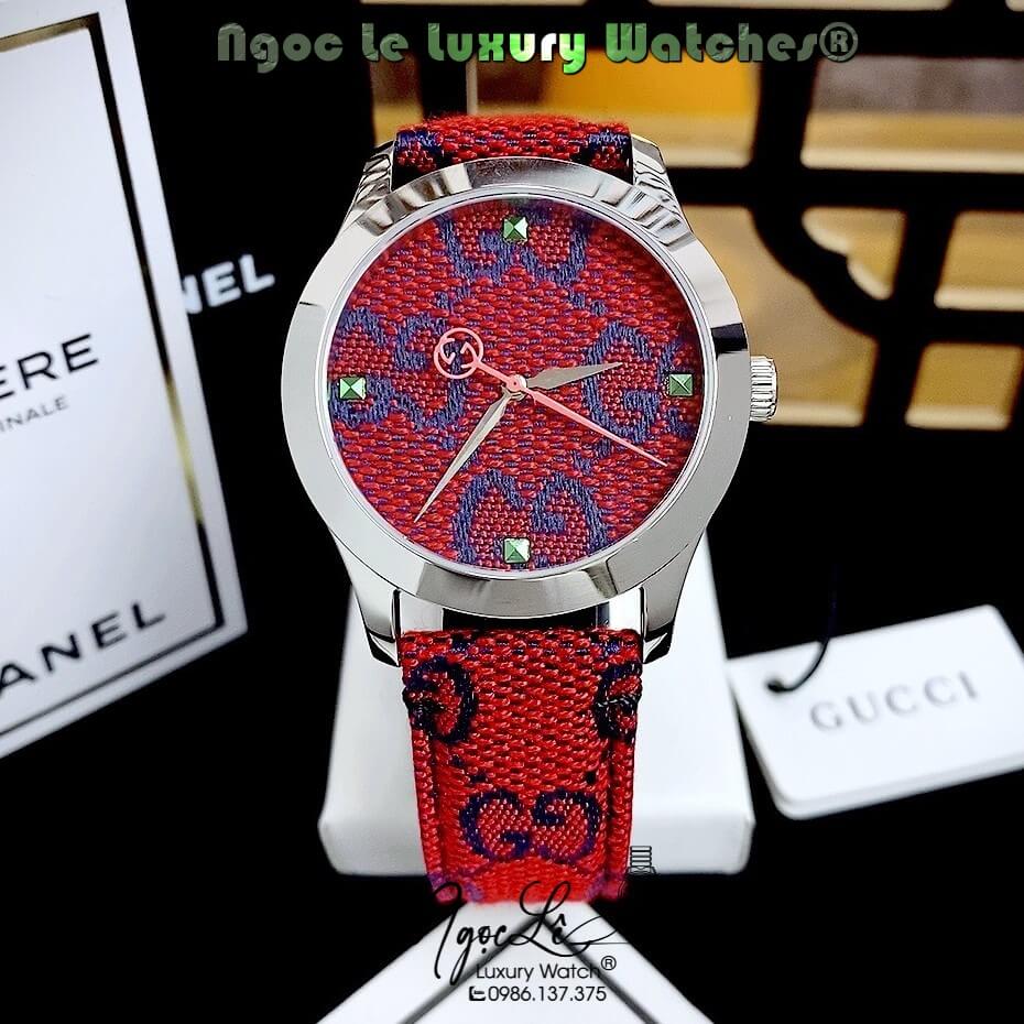 Đồng Hồ Nữ Gucci Multicolor G-Timeless Dây Da Màu Đỏ Size 38mm