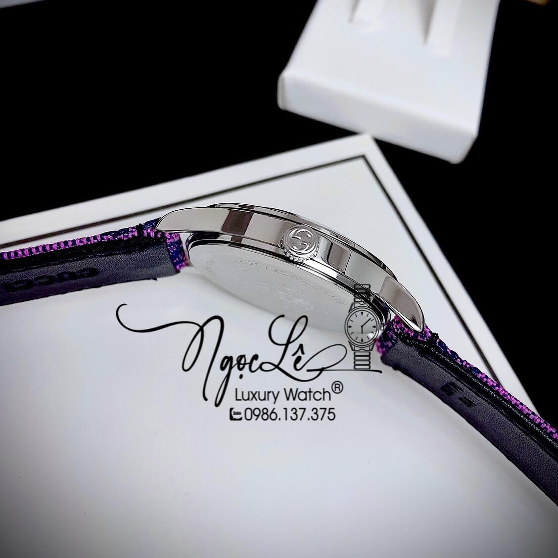 Đồng Hồ Nữ Gucci Multicolor G-Timeless Dây Da Màu Tím Size 38mm