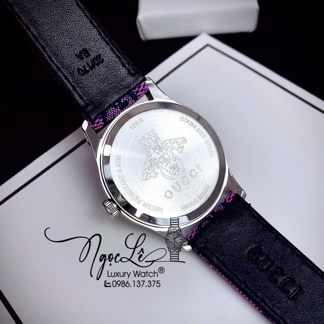 Đồng Hồ Nữ Gucci Multicolor G-Timeless Dây Da Màu Tím Size 38mm