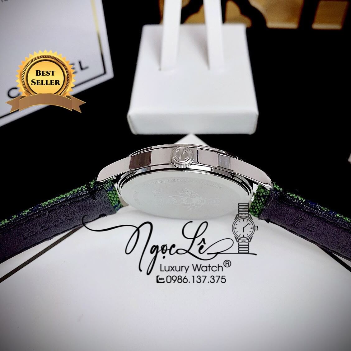 Đồng Hồ Nữ Gucci Multicolor G-Timeless Dây Da Xanh Lá Size 38mm