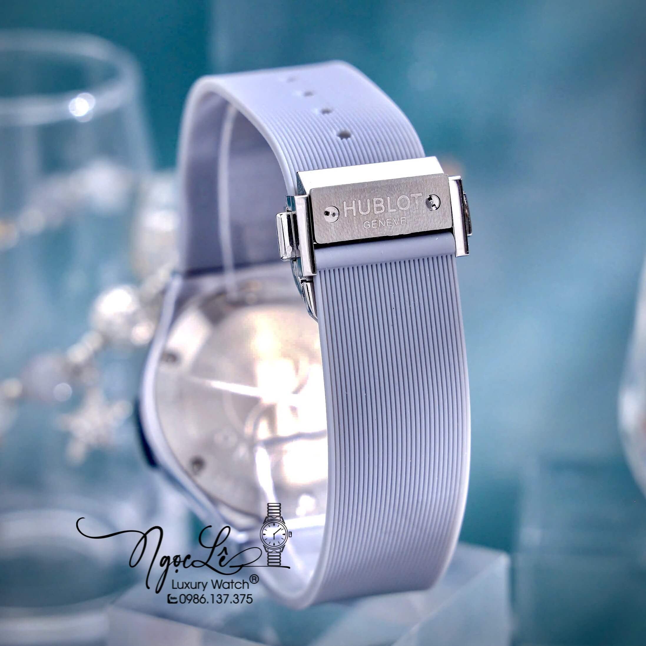 Đồng Hồ Nữ Hublot Classic Fusion Cao Su Xám Đính Đá Silver Size 34mm - Máy Quartz