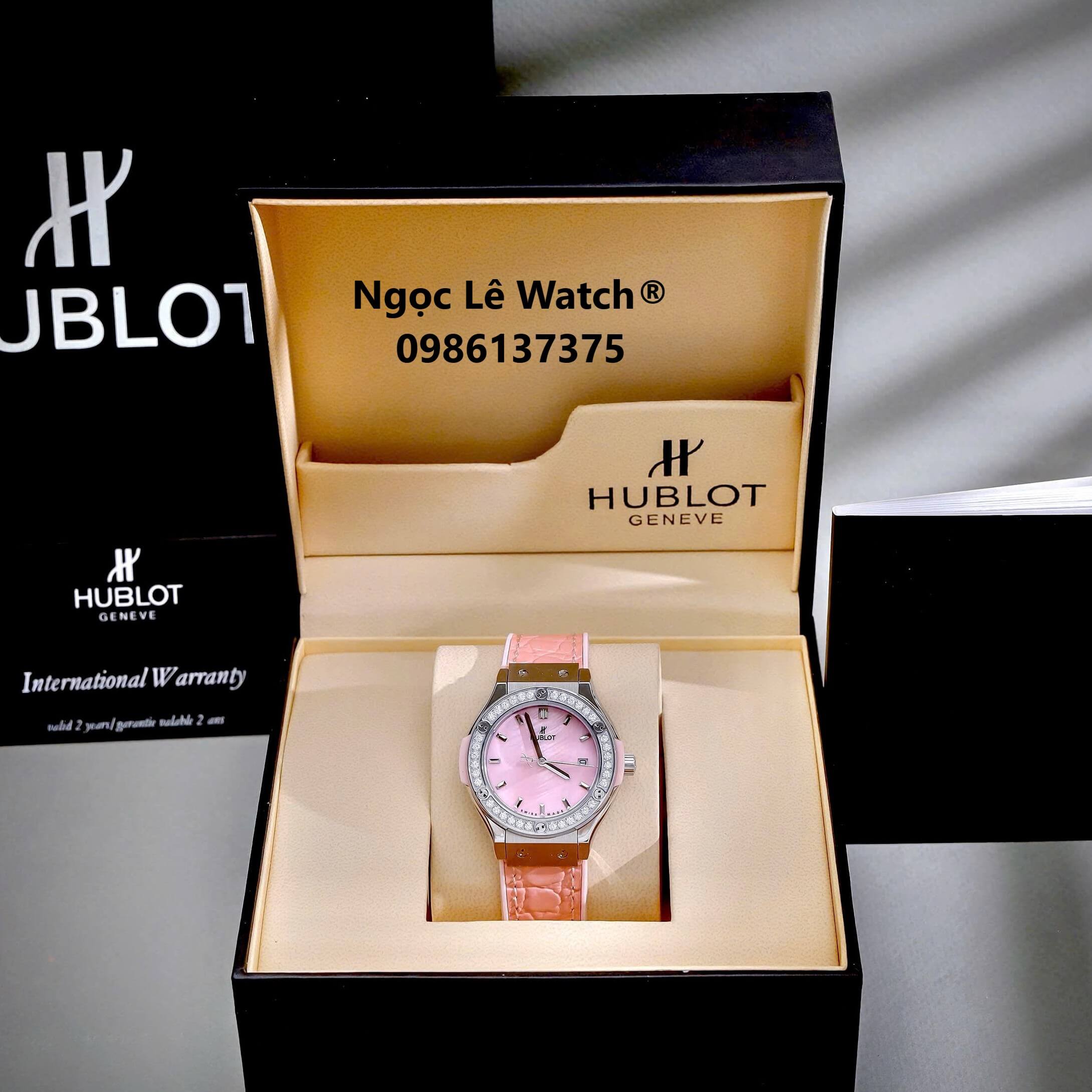 Đồng Hồ Nữ Hublot Classic Fusion Màu Hồng Đính Đá Silver Size 34mm - Máy Quartz