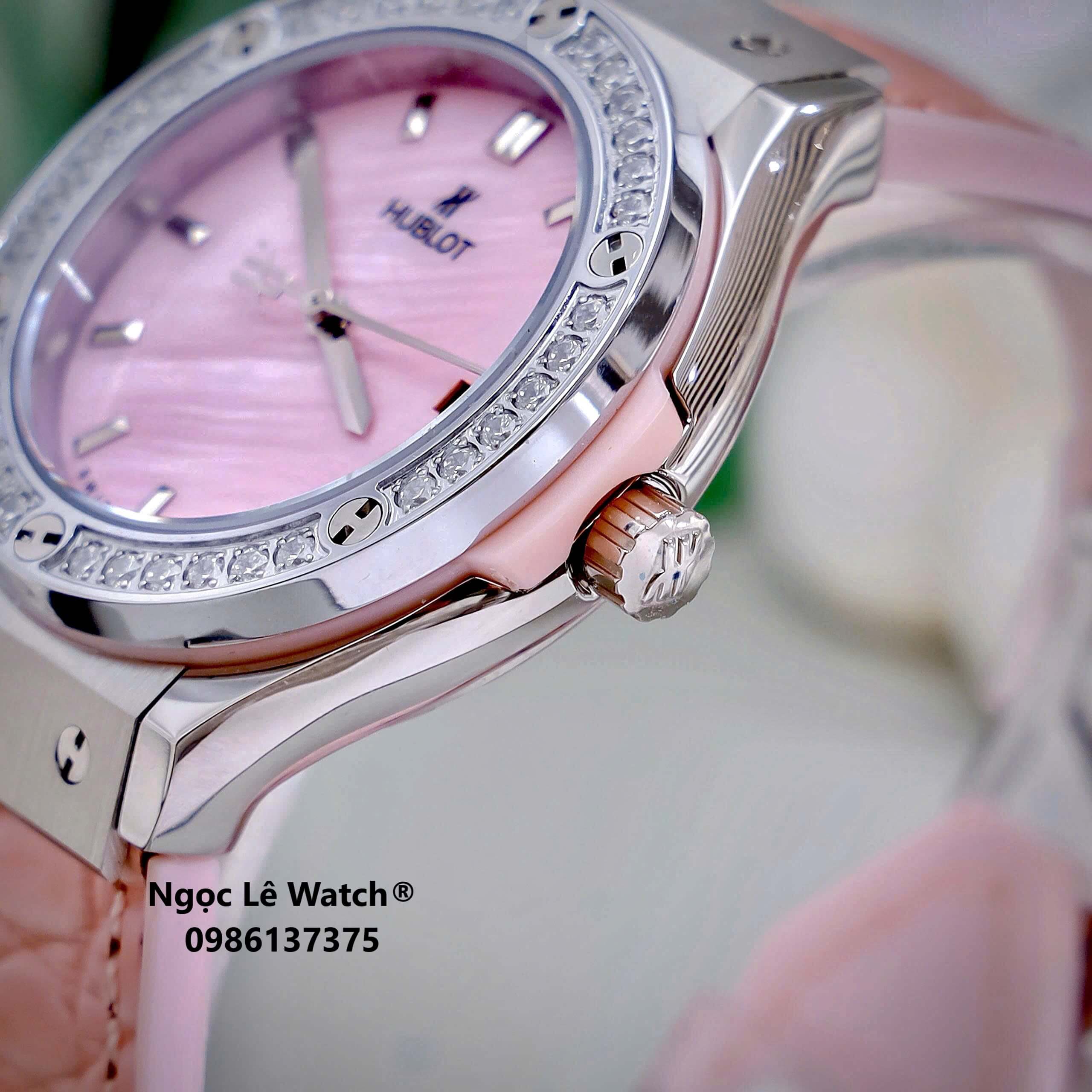 Đồng Hồ Nữ Hublot Classic Fusion Màu Hồng Đính Đá Silver Size 34mm - Máy Quartz