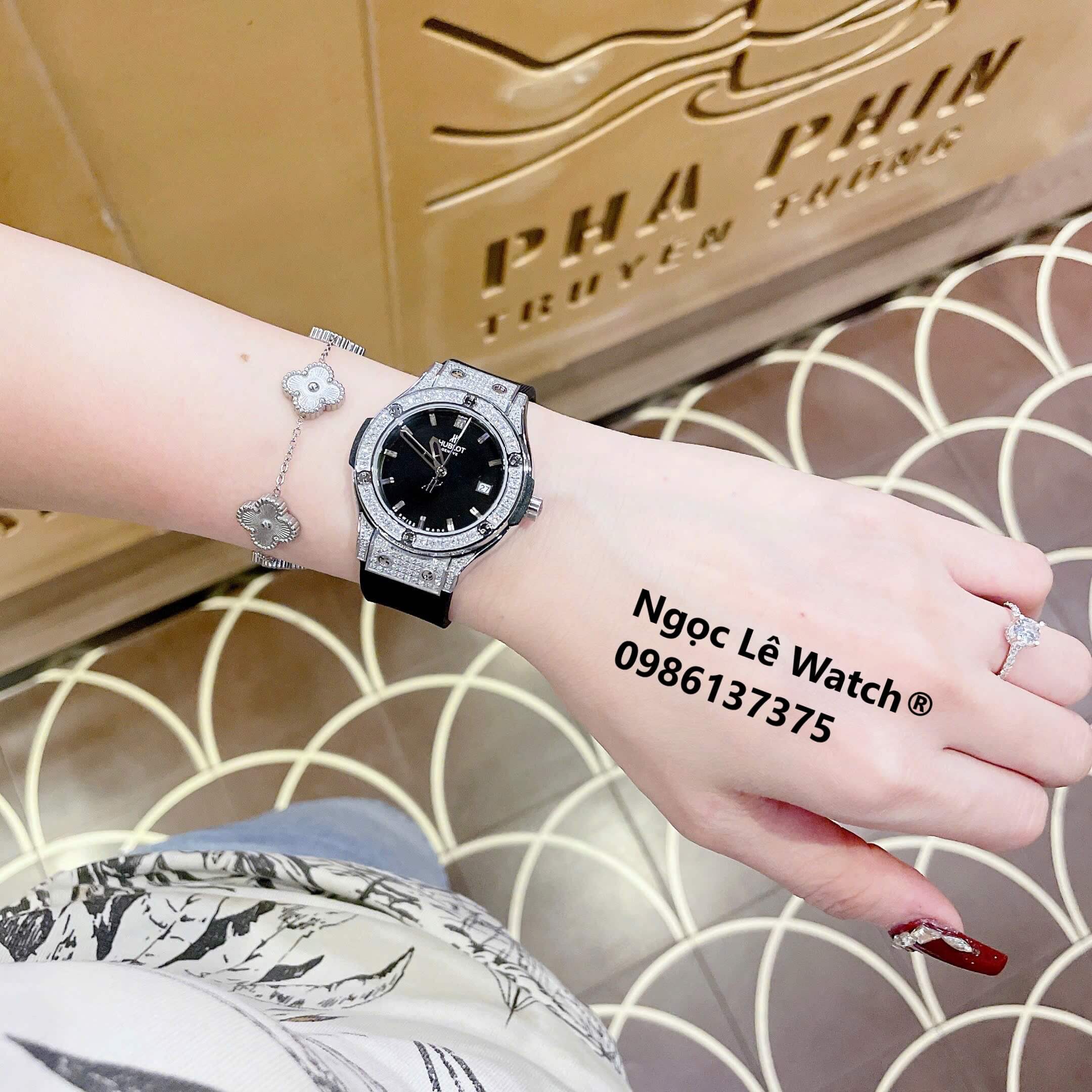 Đồng Hồ Nữ Hublot Classic Fusion Màu Đen Đính Đá Silver Size 34mm - Máy Quartz