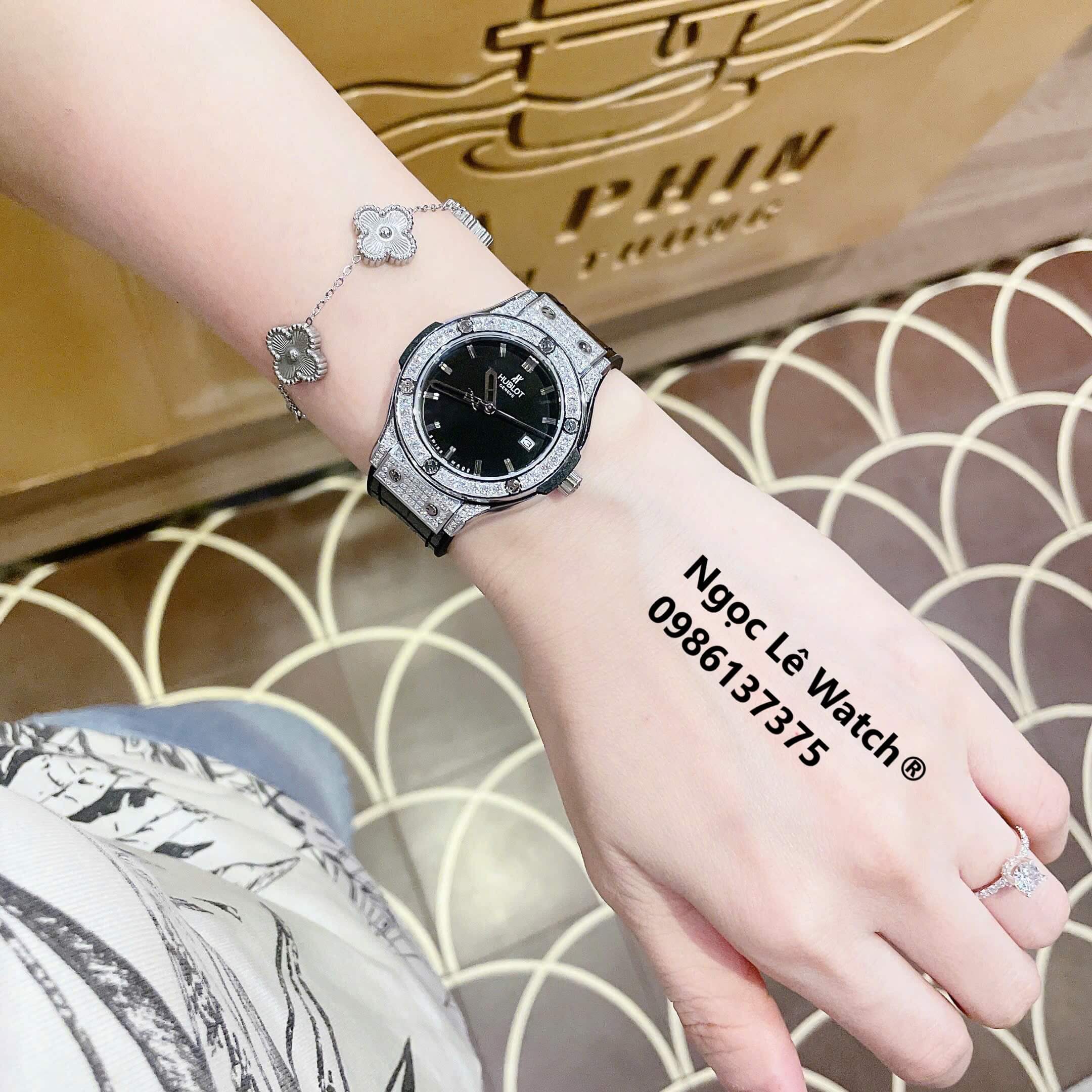 Đồng Hồ Nữ Hublot Classic Fusion Màu Đen Đính Đá Silver Size 34mm - Máy Quartz