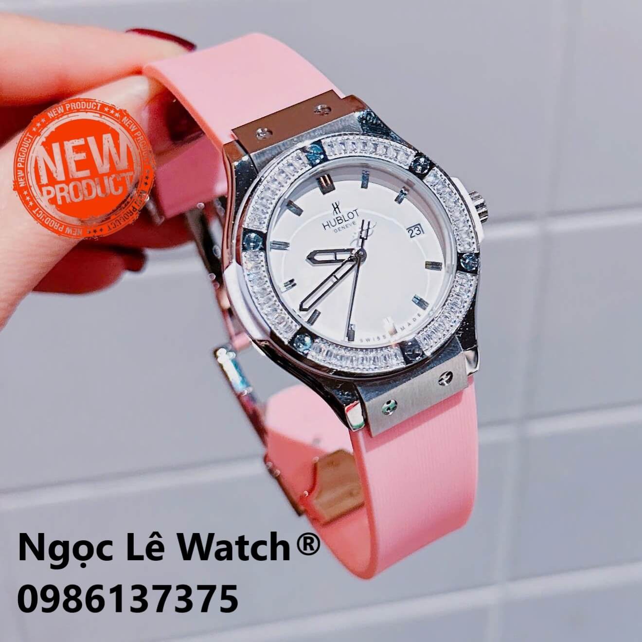 Đồng Hồ Nữ Hublot Classic Fusion Màu Hồng Phấn Đính Đá Silver Size 34mm - Máy Quartz