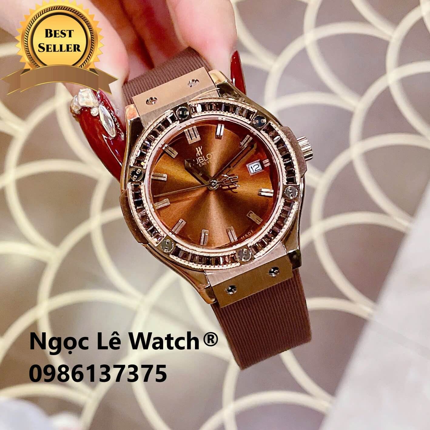 Đồng Hồ Nữ Hublot Classic Fusion Màu Nâu Đính Đá Nâu Vỏ Rose Size 34mm - Máy Quartz