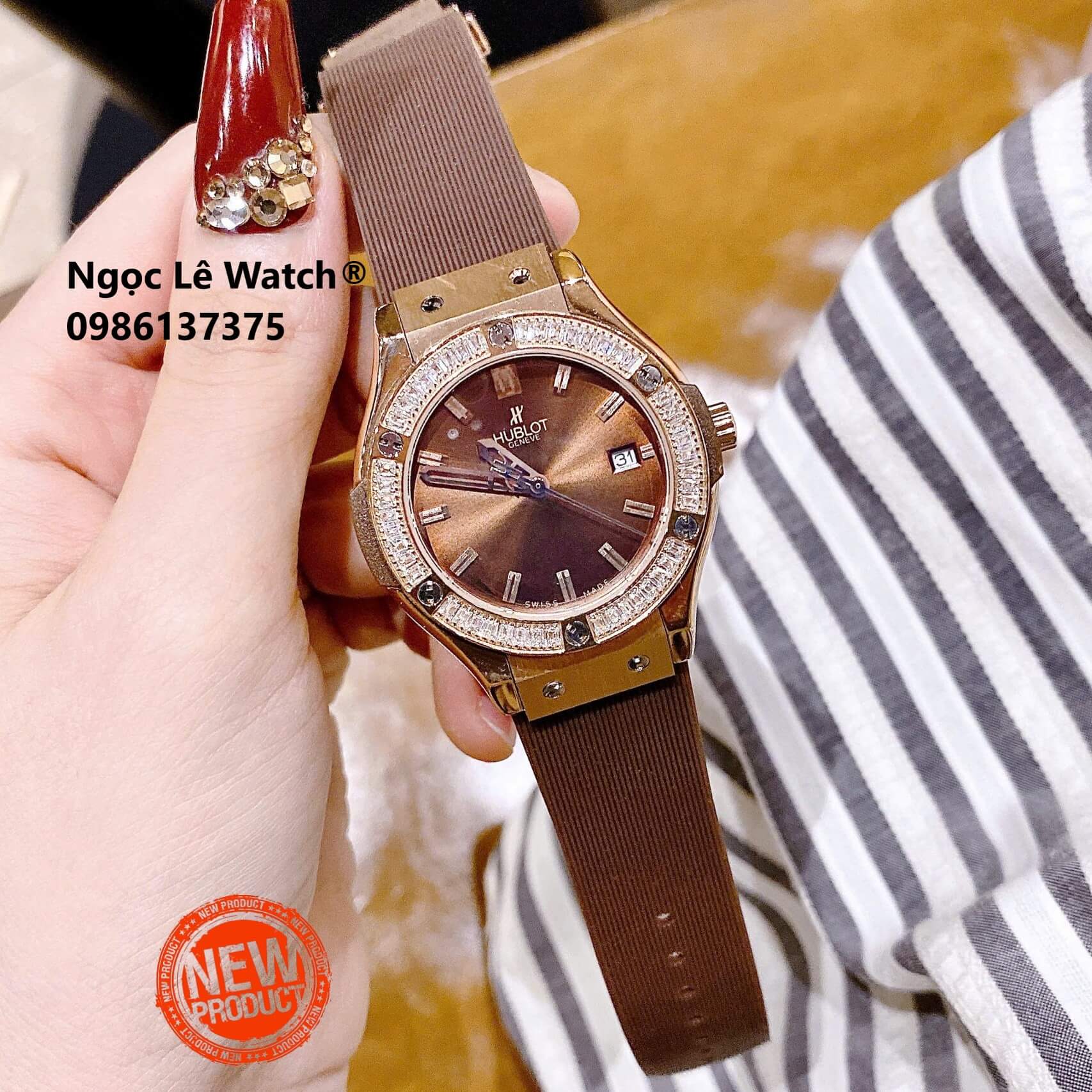 Đồng Hồ Nữ Hublot Classic Fusion Màu Nâu Đính Đá Rose Gold Size 34mm - Máy Quartz