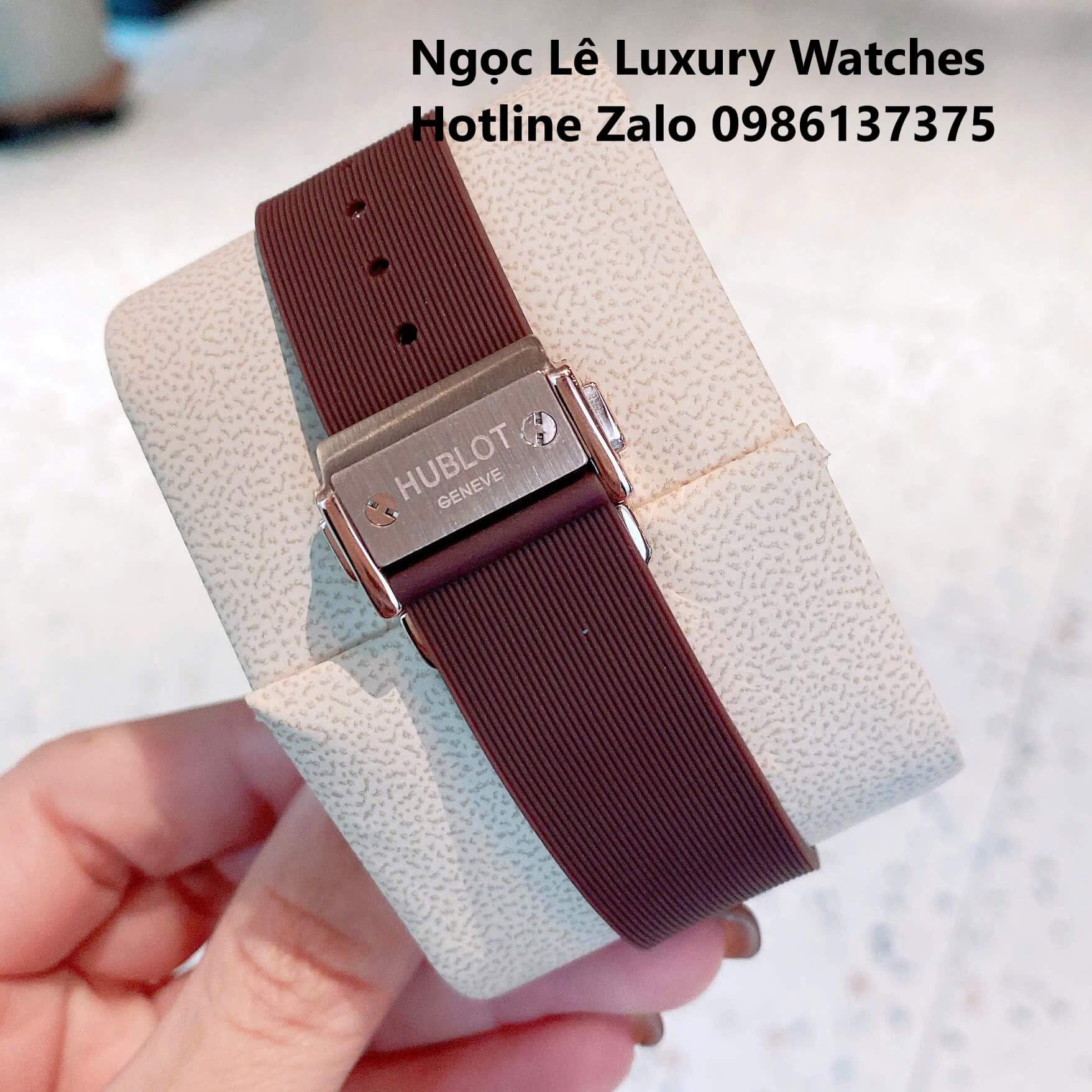 Đồng Hồ Nữ Hublot Classic Fusion Màu Nâu Viền Đá Rose Gold Size 34mm - Máy Quartz