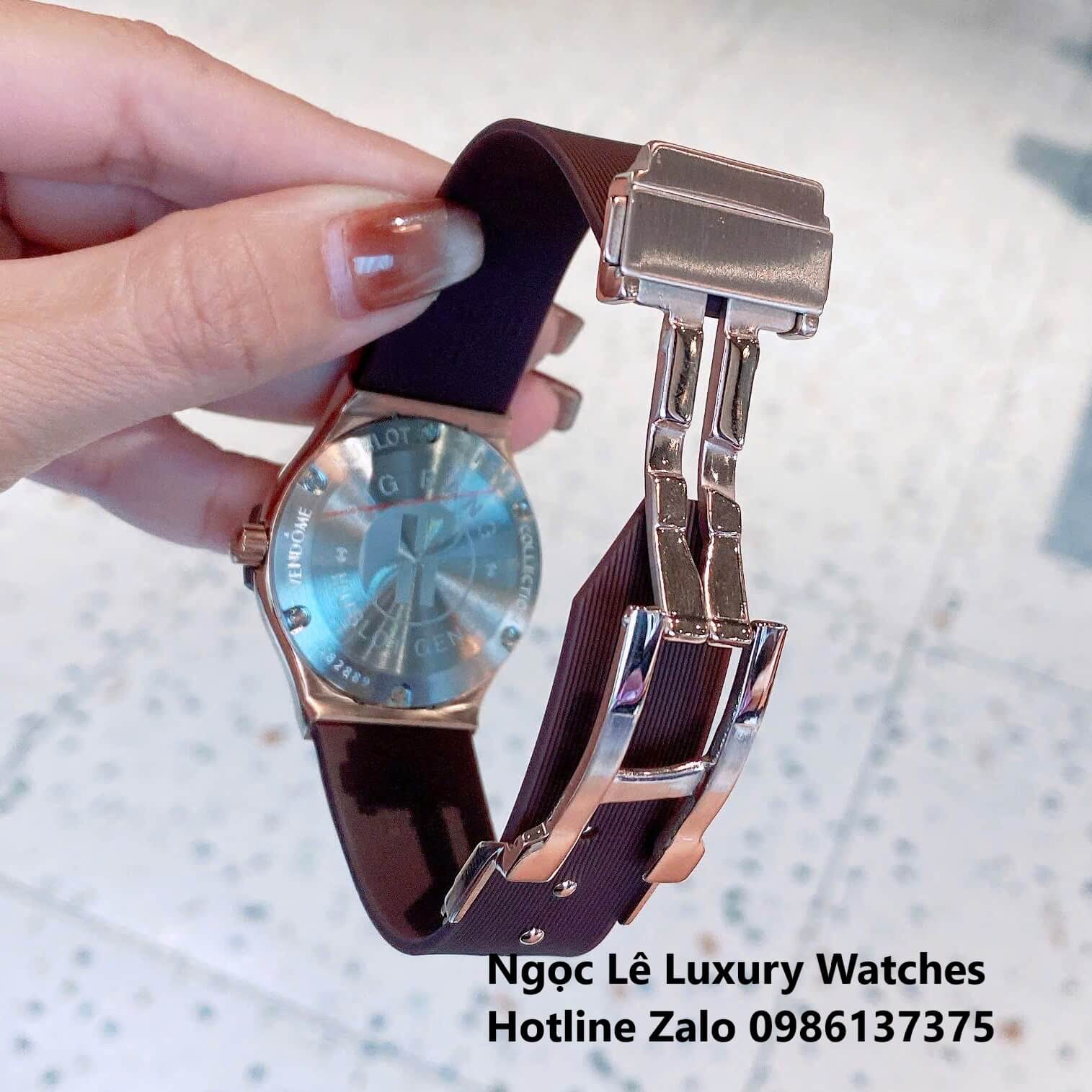 Đồng Hồ Nữ Hublot Classic Fusion Màu Nâu Viền Đá Nâu Rose Gold Size 34mm - Máy Quartz