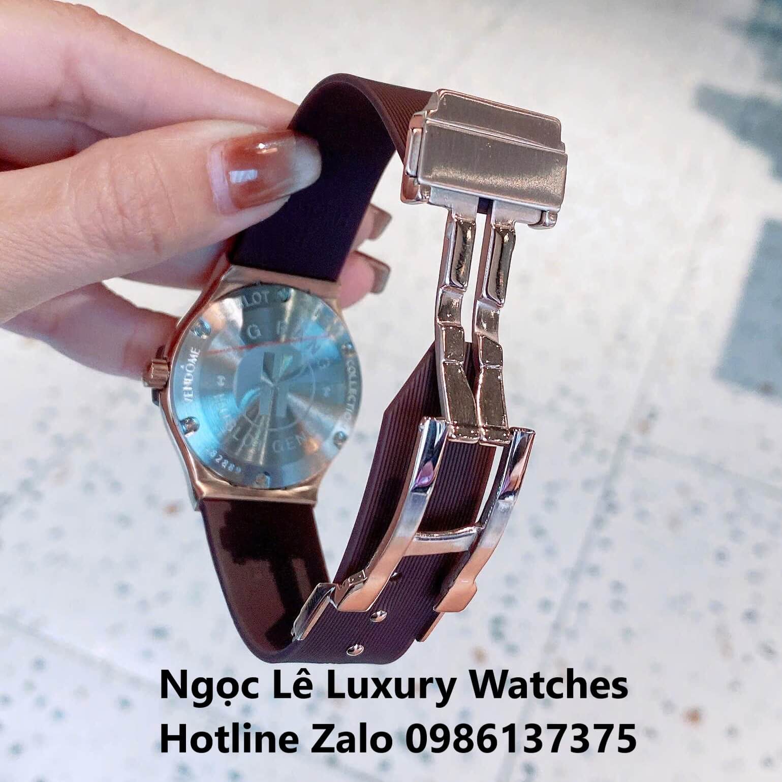 Đồng Hồ Nữ Hublot Classic Fusion Màu Nâu Viền Đá Rose Gold Size 34mm - Máy Quartz