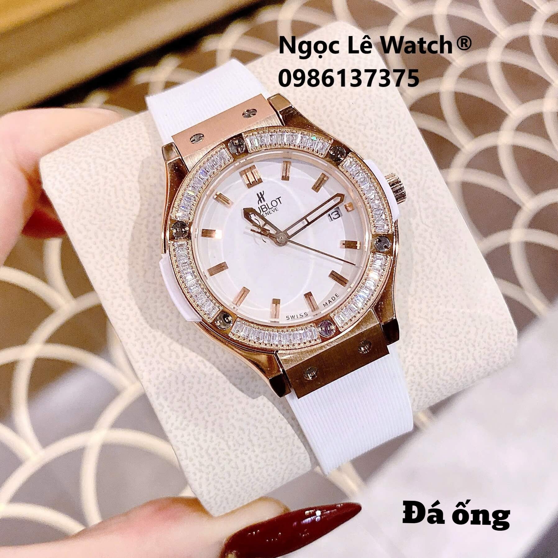Đồng Hồ Nữ Hublot Classic Fusion Màu Trắng Đính Đá Rose Size 34mm - Máy Quartz