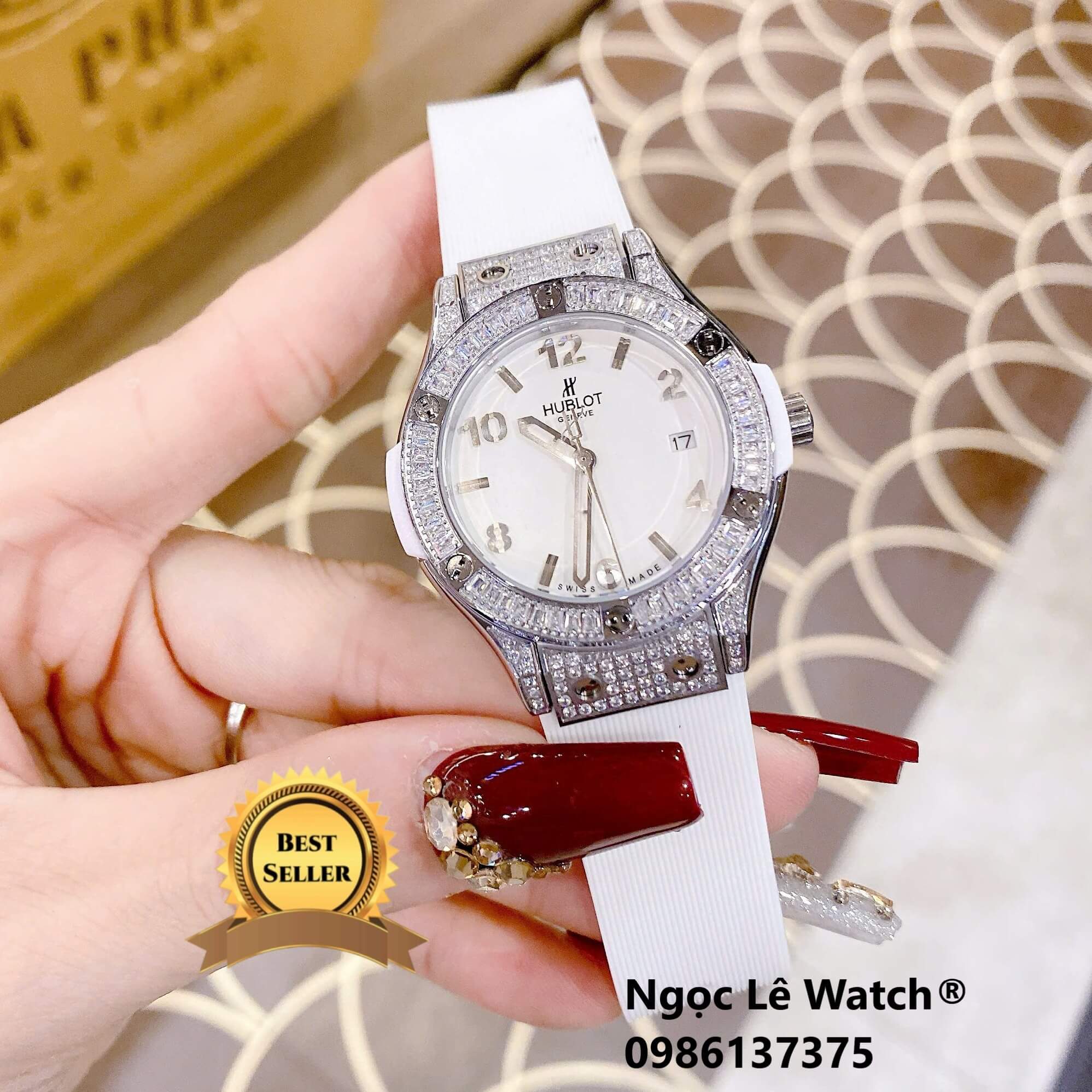 Đồng Hồ Nữ Hublot Classic Fusion Màu Trắng Đính Đá Silver Size 34mm - Máy Quartz