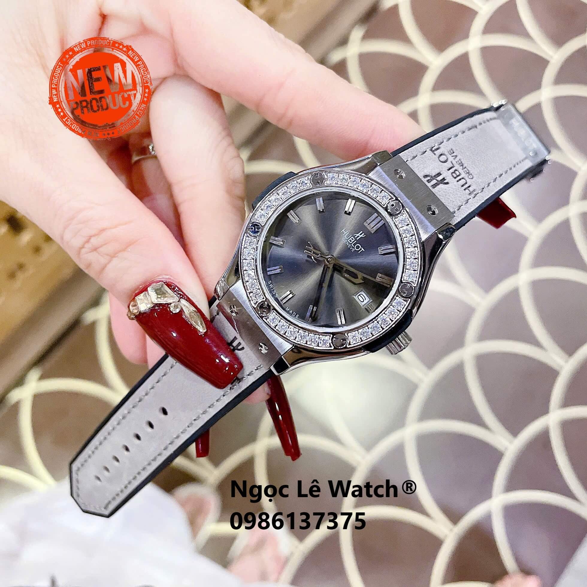 Đồng Hồ Nữ Hublot Classic Fusion Màu Xám Tro Mặt Xám Đen Đính Đá Vỏ Silver Size 34mm - Máy Quartz
