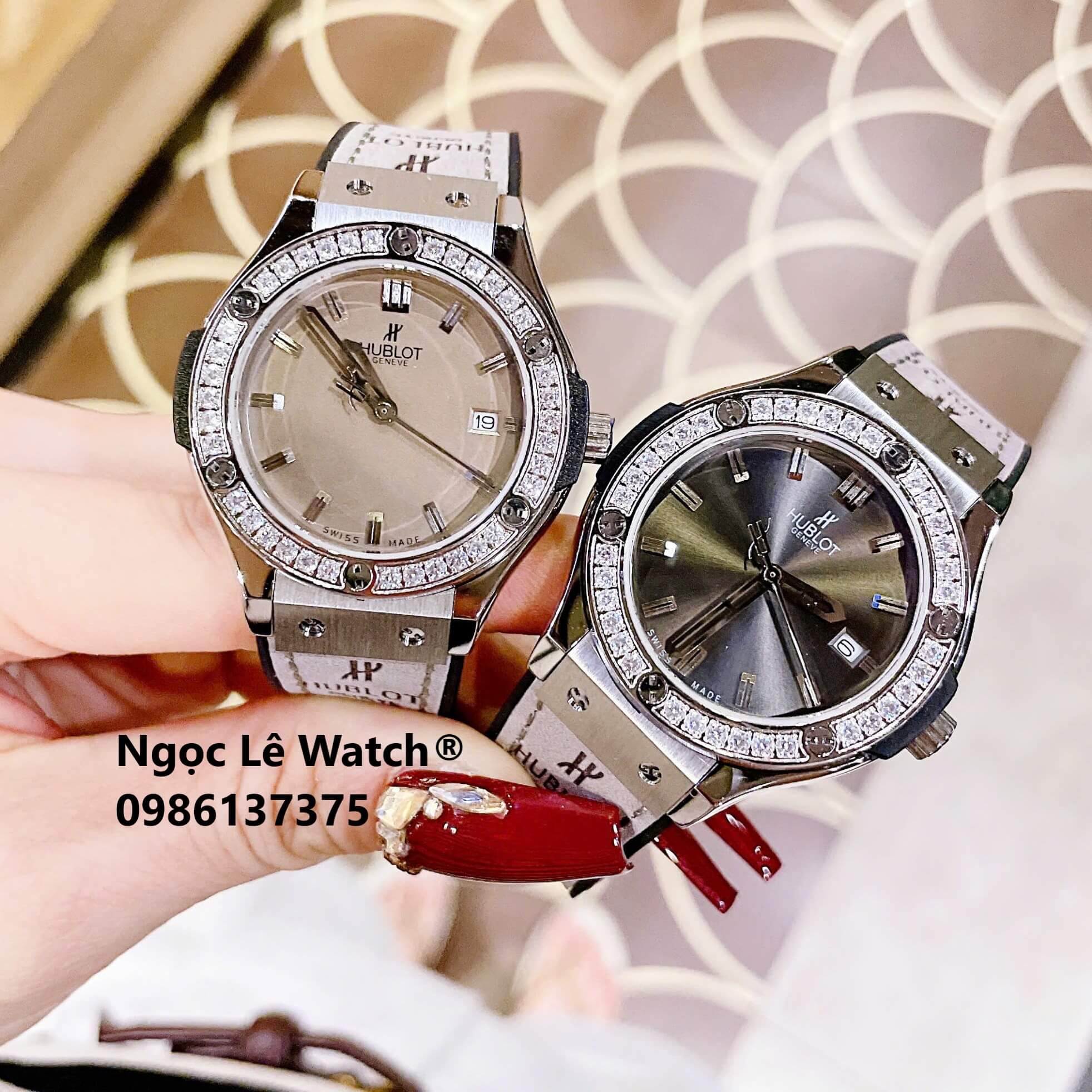 Đồng Hồ Nữ Hublot Classic Fusion Màu Xám Tro Mặt Xám Đen Đính Đá Vỏ Silver Size 34mm - Máy Quartz