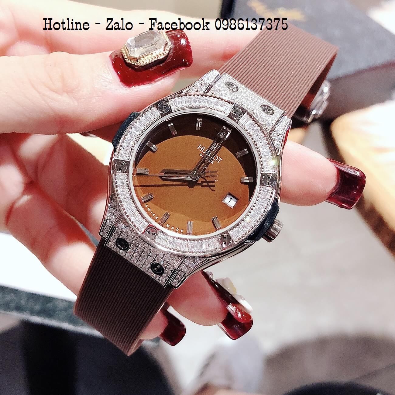Đồng Hồ Nữ Hublot Classic Fusion Màu Nâu Đính Đá Silver Size 34mm - Máy Quartz