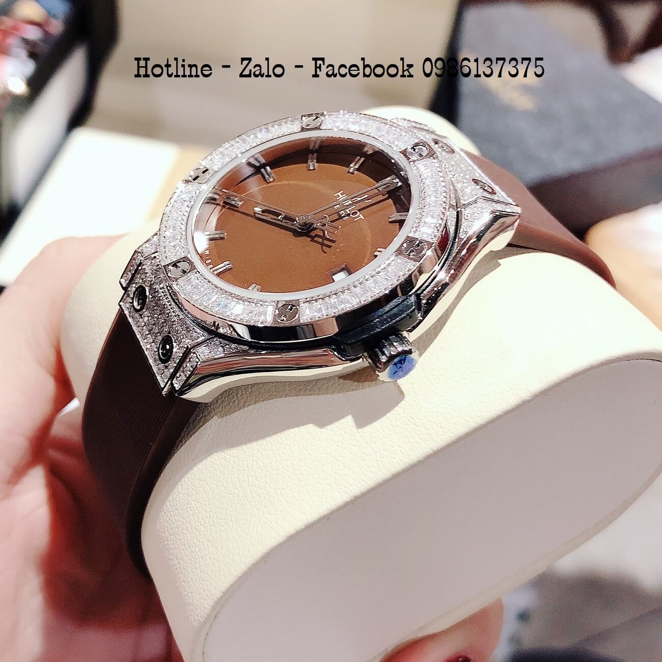 Đồng Hồ Nữ Hublot Classic Fusion Màu Nâu Đính Đá Silver Size 34mm - Máy Quartz