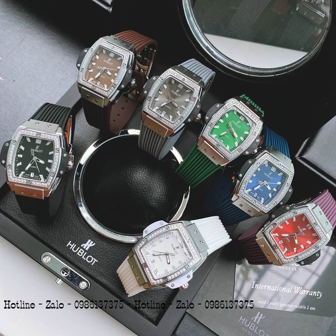 Đồng Hồ Nữ Hublot Spirit Big Bang Silicon Xanh Đá Silver 39mm