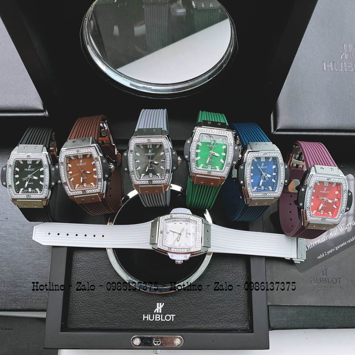 Đồng Hồ Nữ Hublot Spirit Big Bang Silicon Đen Đá Silver 39mm