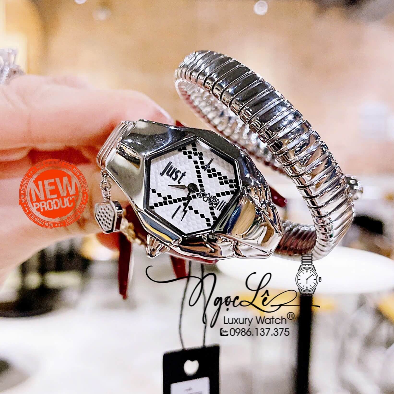 Đồng Hồ Nữ Just Cavalli Rắn Quấn Vòng Dây Kim Loại Silver Size 23mm - Mix Charm