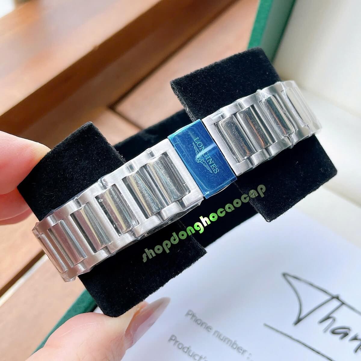 Đồng Hồ Nữ Longines Máy Tự Động Mặt Xanh Dương Kim Loại Silver Size 34mm