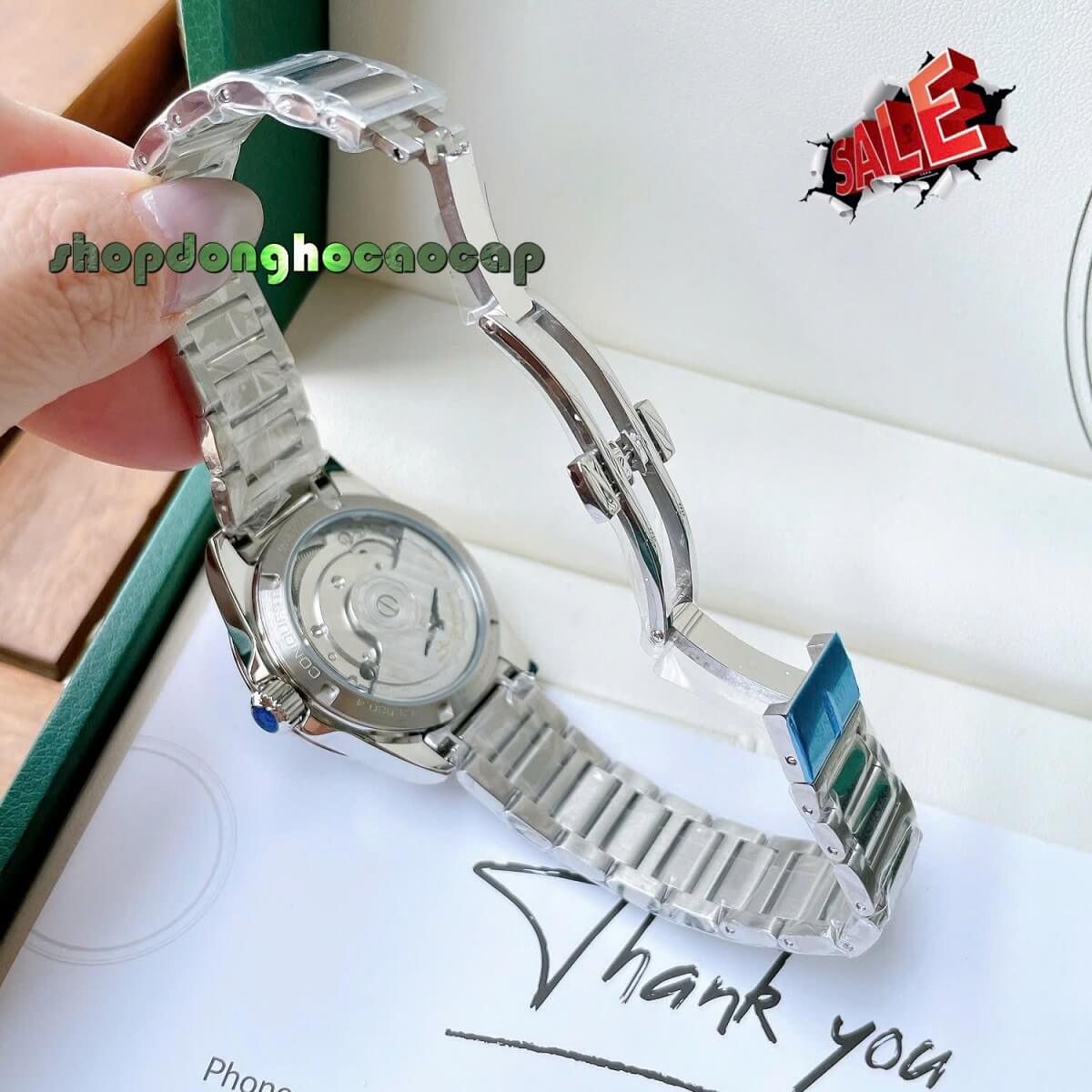 Đồng Hồ Nữ Longines Máy Tự Động Mặt Xanh Dương Kim Loại Silver Size 34mm