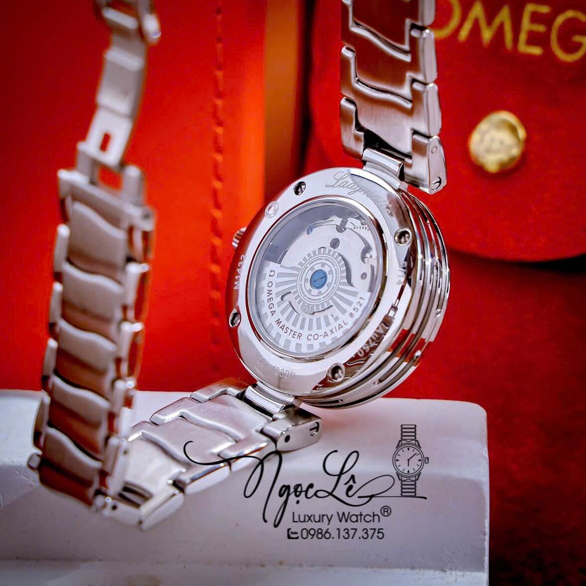 Đồng Hồ Nữ Omega Ladymatic Dây Kim Loại Màu Bạc Mặt Đen Xà Cừ Size 34mm (Automatic)