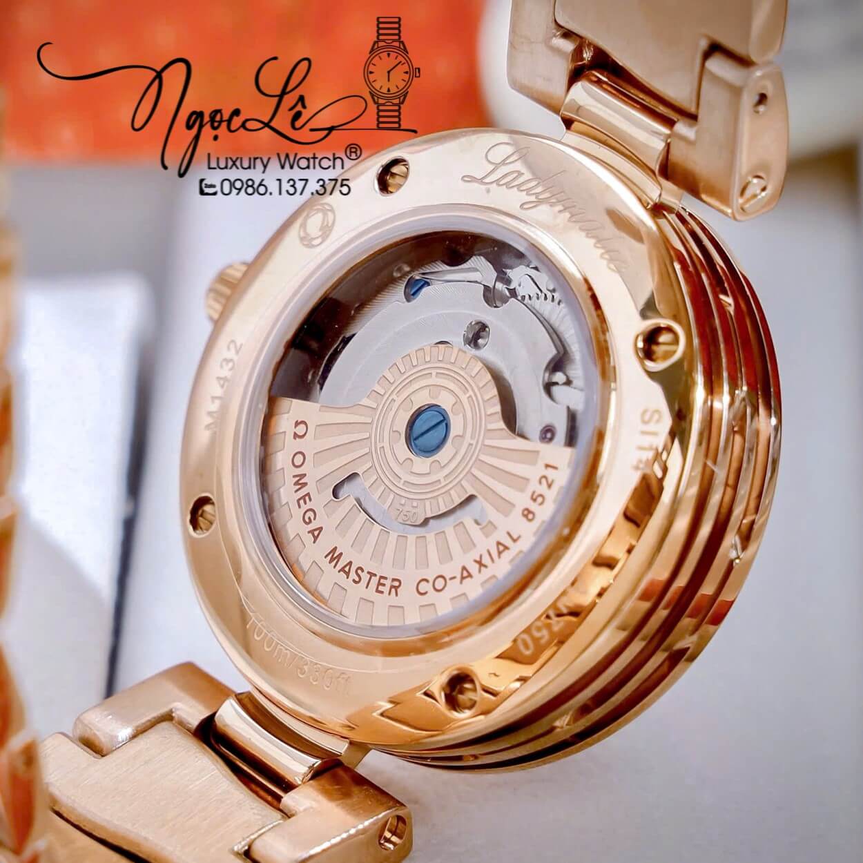 Đồng Hồ Nữ Omega Ladymatic Dây Kim Loại Rose Gold Mặt Trắng Xà Cừ Size 34mm (Automatic)