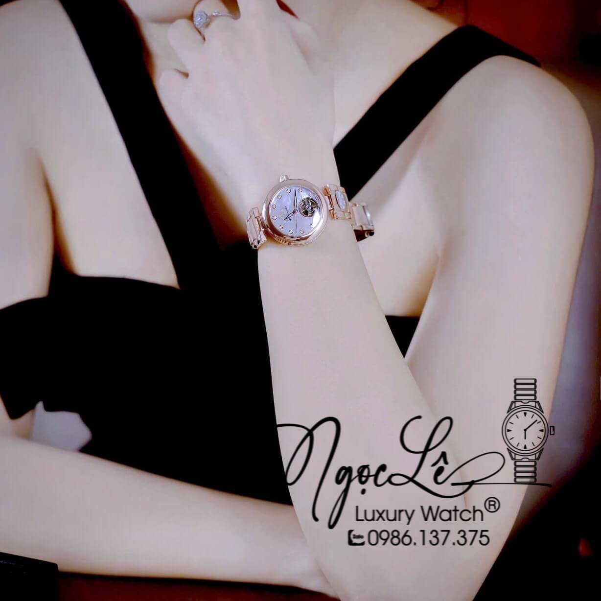 Đồng Hồ Nữ Omega Ladymatic Dây Kim Loại Rose Gold Mặt Trắng Xà Cừ Size 34mm (Automatic)