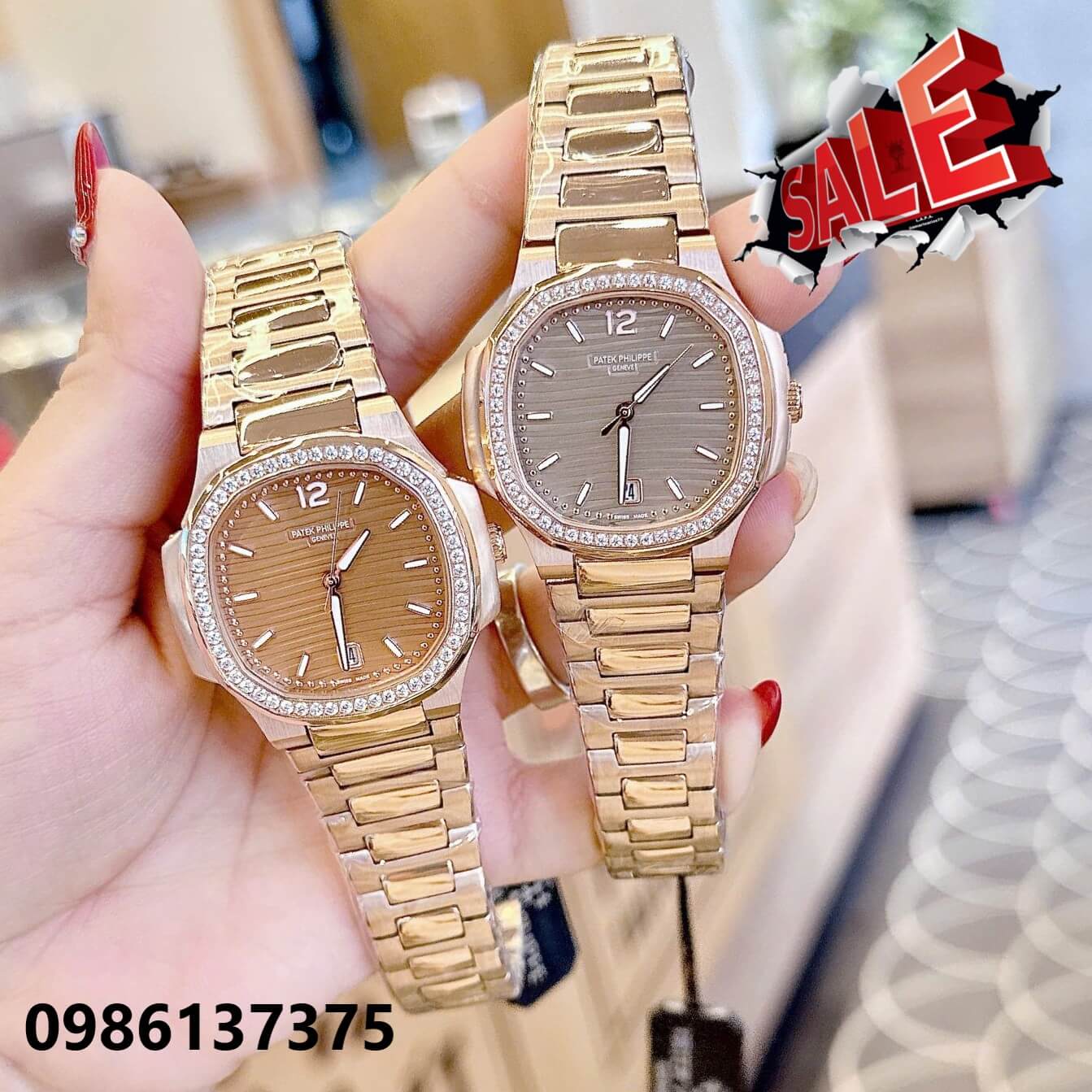Đồng Hồ Nữ Patek Philippe Nautilus Màu Rose Gold Máy Thụy Sĩ Size 36mm - Viền Đá