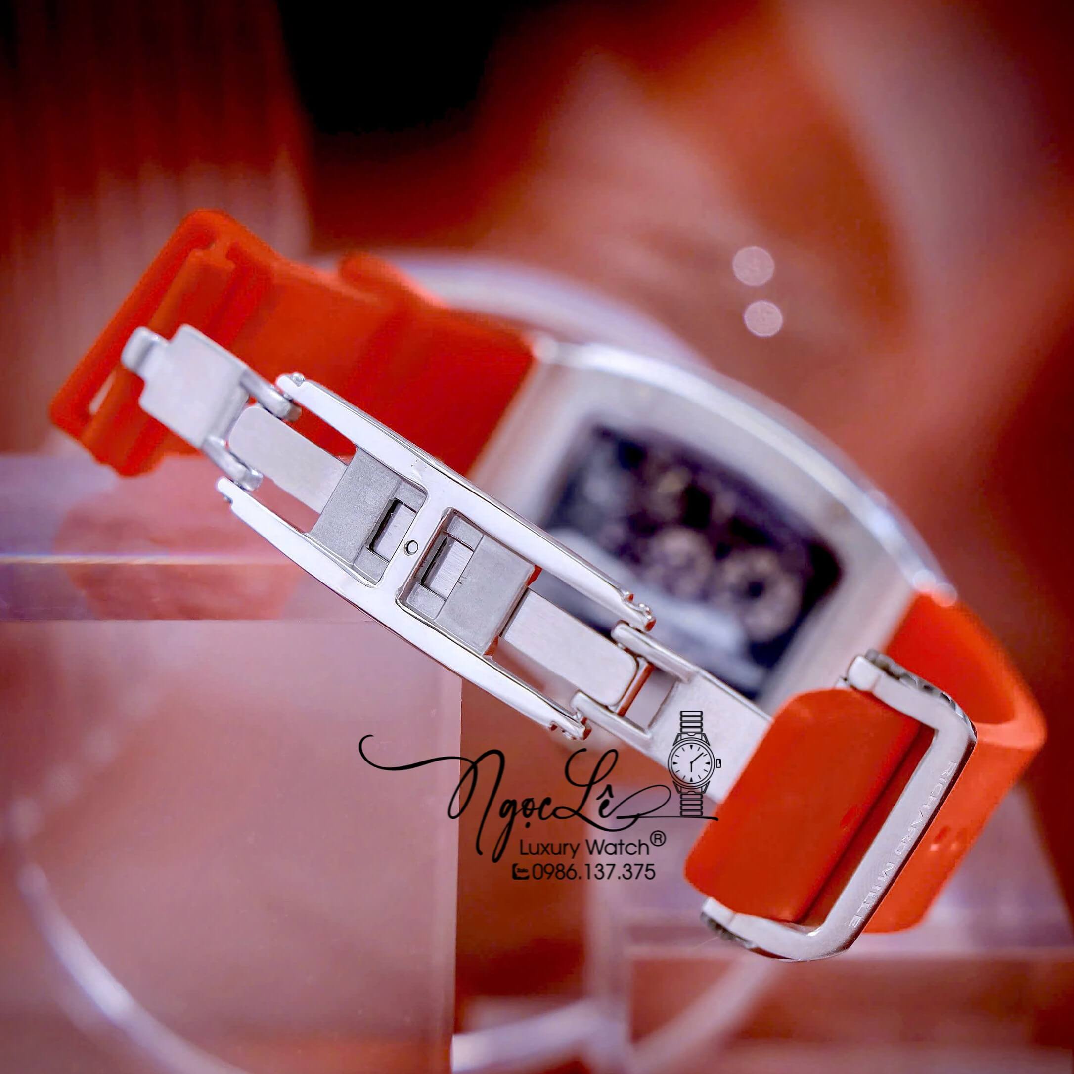 Đồng Hồ Nữ Richard Mille Dây Cao Su Đỏ Siêu Cấp Đính Đá Máy Pin Thụy Sĩ