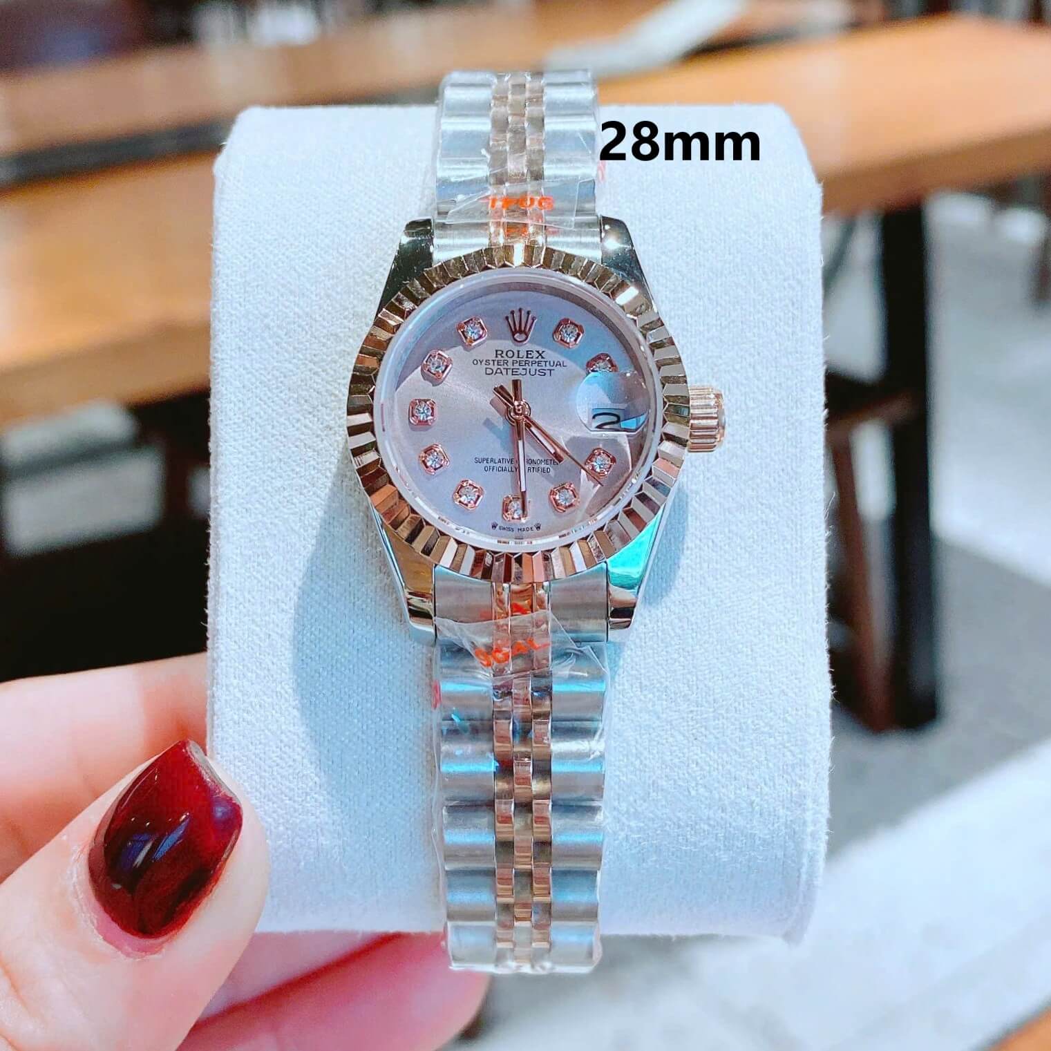 Đồng Hồ Nữ RoLex Datejust Máy Pin Size 28mm – Màu Demi Rose Mặt Vàng Hồng