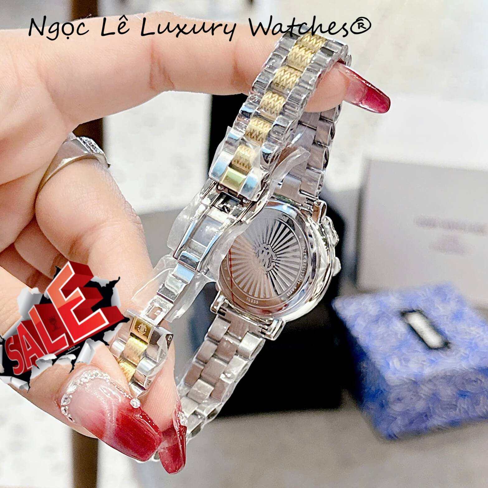 Đồng Hồ Nữ Roberto Cavalli Dây Demi Vàng Gold Mặt Rắn Xanh Lá Size 32mm - Quartz