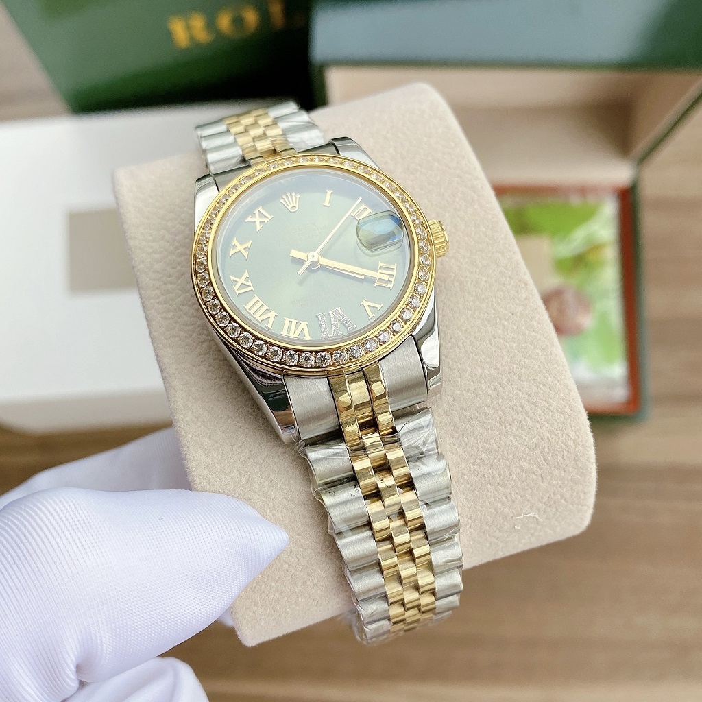 Đồng Hồ Nữ Rolex Automatic Demi Mặt Xanh Lá 31mm