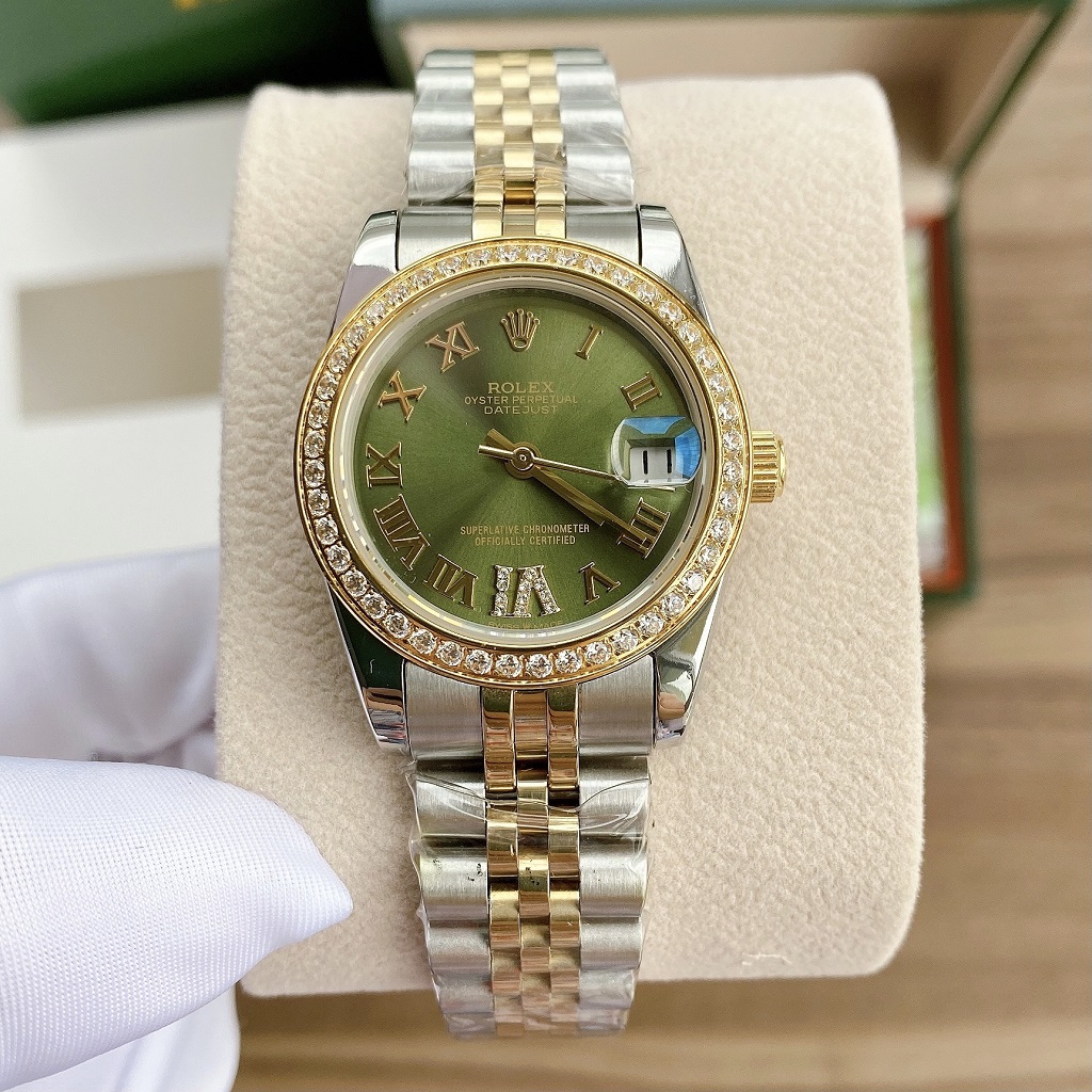 Đồng Hồ Nữ Rolex Automatic Demi Xanh Lá 31mm