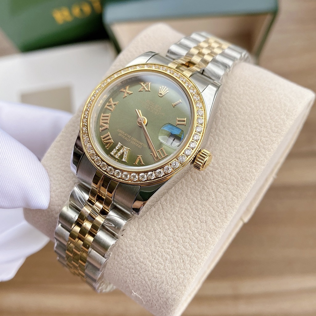 Đồng Hồ Nữ Rolex Automatic Demi Mặt Xanh Lá 31mm