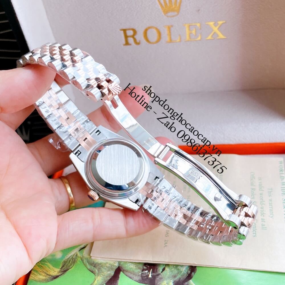 Đồng Hồ Nữ Rolex Automatic (Tự Động) Viền Đá Demi Nâu Rose Gold 32mm