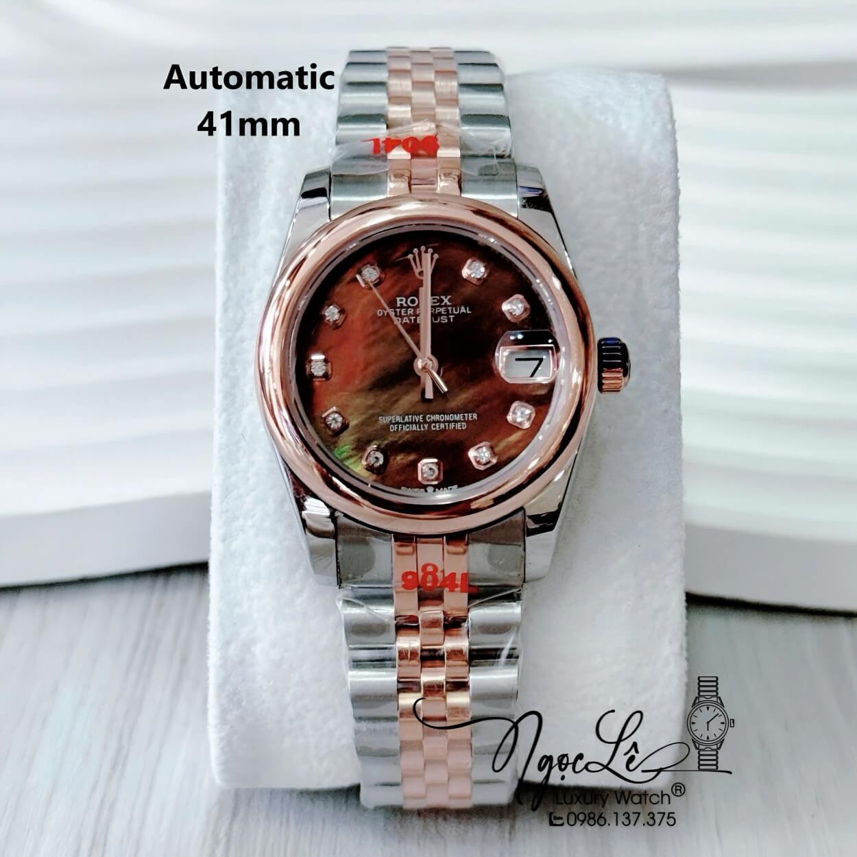 Đồng Hồ Nữ Rolex Datejust Automatic Dây Kim Loại Demi Rose Mặt Nâu Size 31mm Dây Jubilee
