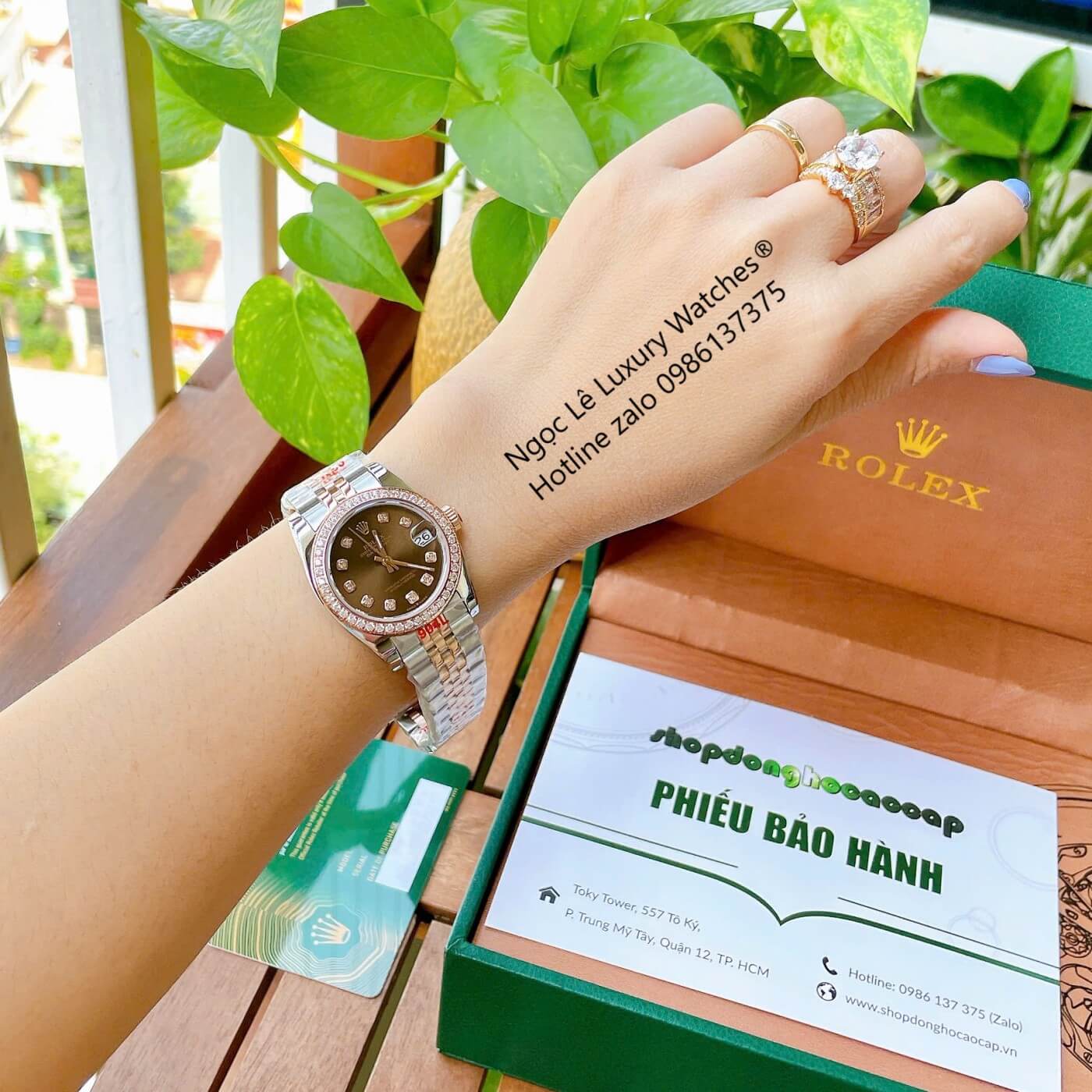 Đồng Hồ Cặp Rolex Datejust Cơ Tự Động Dây Demi Rose Mặt Nâu Size 31mm - 41mm
