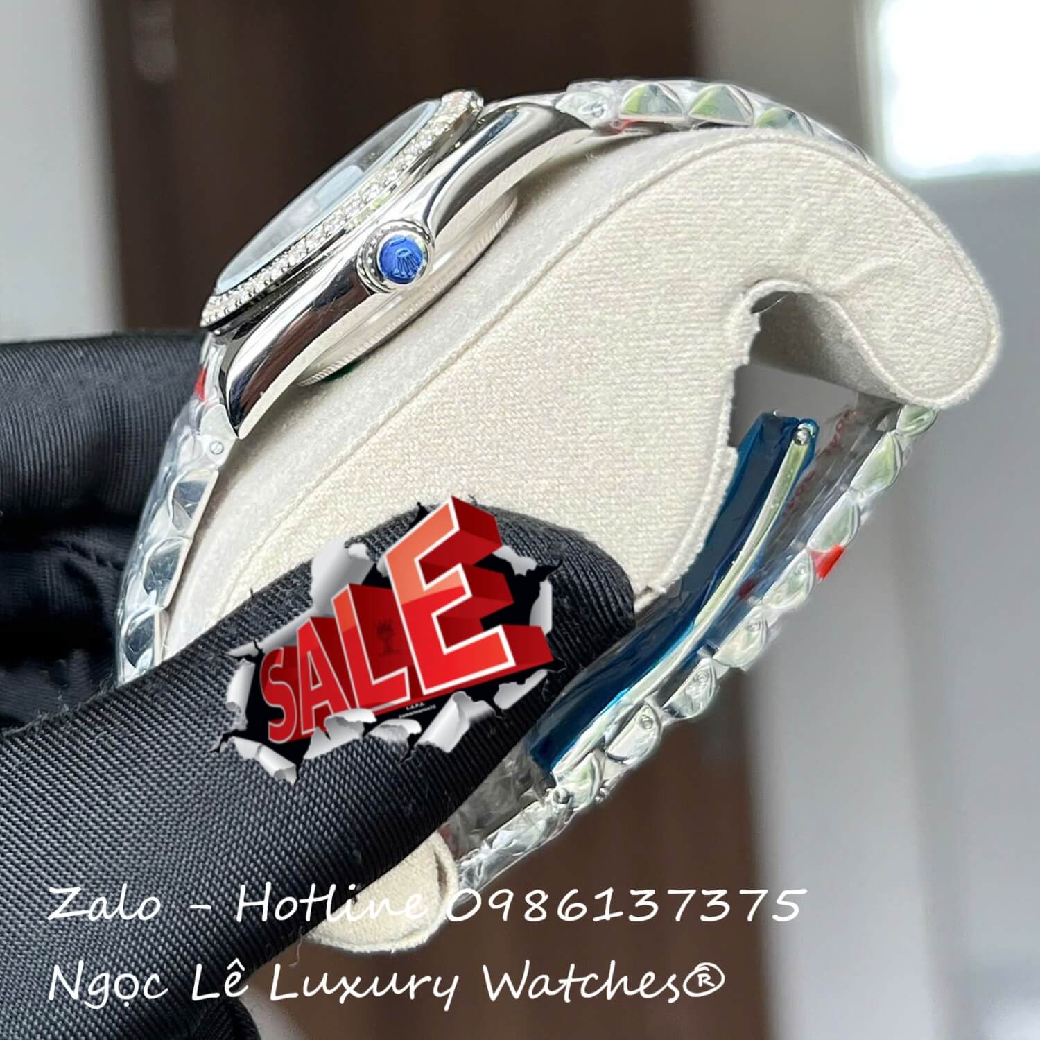 Đồng Hồ Nữ RoLex Datejust Dây Thép Silver Mặt Xám Viền Đá Máy Pin Size 31mm - Số La Mã