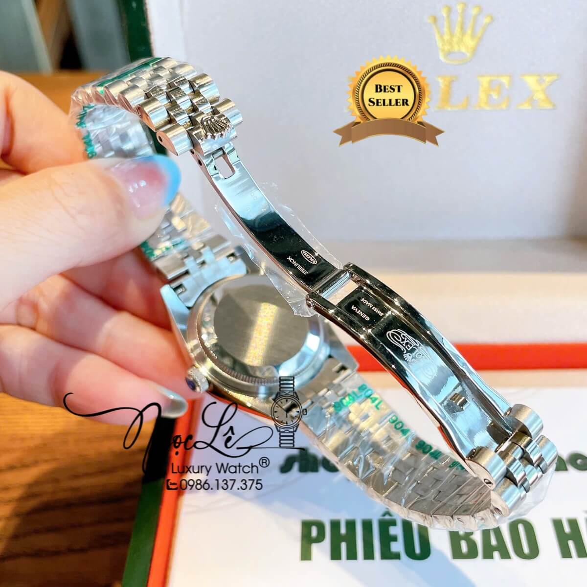 Đồng Hồ Nữ Rolex Datejust Máy Cơ Tự Động Dây Bạc Mặt Đen Niềng Khía Size 31mm - Mặt Số La Mã