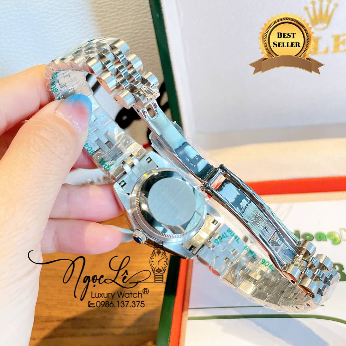 Đồng Hồ Nữ Rolex Datejust Máy Cơ Tự Động Dây Bạc Mặt Hồng Đính Đá Size 31mm - Mặt Số La Mã