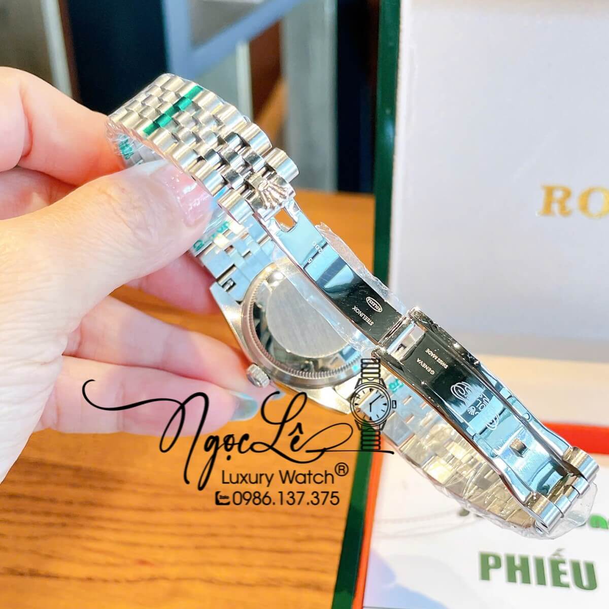 Đồng Hồ Nữ Rolex Datejust Máy Cơ Tự Động Dây Bạc Mặt Hồng Niềng Khía Size 31mm