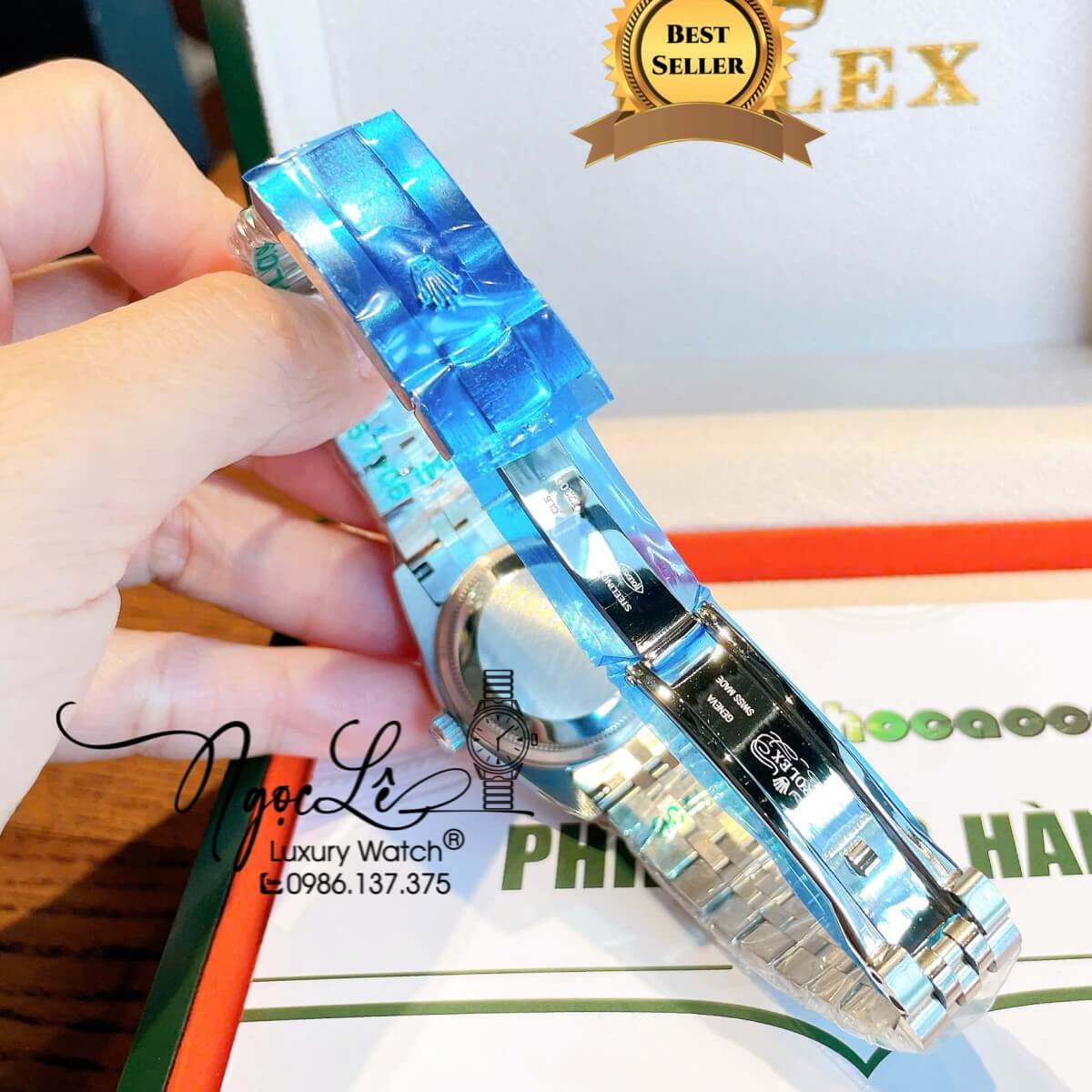 Đồng Hồ Nữ Rolex Datejust Máy Cơ Tự Động Dây Bạc Mặt Hồng Niềng Khía Size 31mm - Mặt Đính Vạch Phản Quang