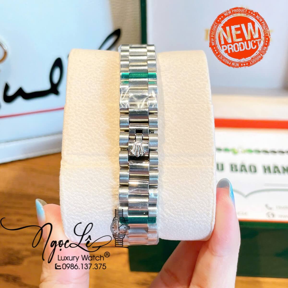 Đồng Hồ Nữ Rolex Datejust Máy Cơ Tự Động Dây Bạc Mặt Trắng Sữa Đính Đá Size 31mm