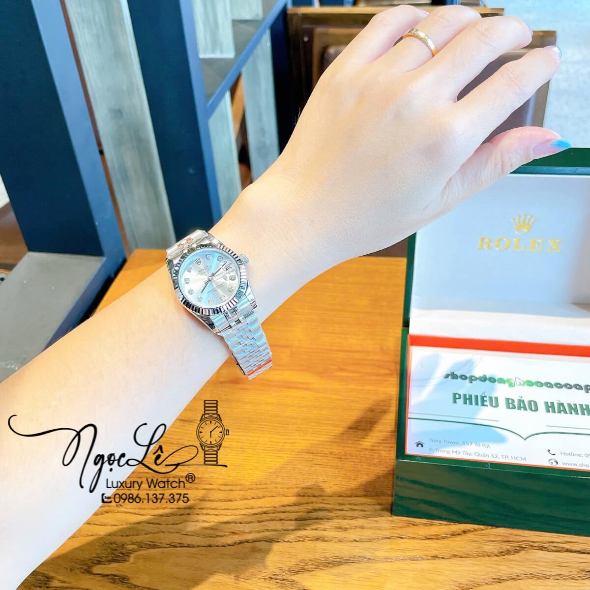 Đồng Hồ Nữ Rolex Datejust Máy Cơ Tự Động Dây Bạc Mặt Trắng Sữa Niềng Khía Size 31mm