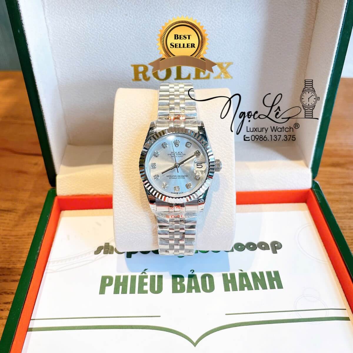 Đồng Hồ Nữ Rolex Datejust Máy Cơ Tự Động Dây Bạc Mặt Trắng Sữa Niềng Khía Size 31mm