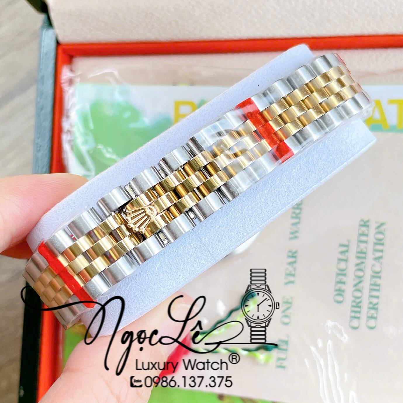 Đồng Hồ Nữ Rolex Datejust Máy Cơ Tự Động Dây Kim Loại Demi Gold Mặt Trắng Niềng Khía Size 31mm