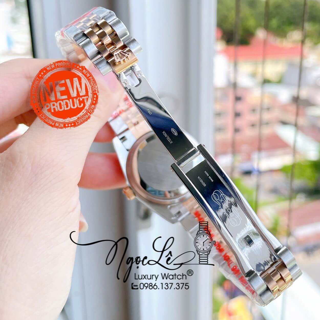 Đồng Hồ Nữ Rolex Datejust Máy Cơ Tự Động Dây Kim Loại Demi Rose Mặt Trắng Niềng Khía Size 31mm